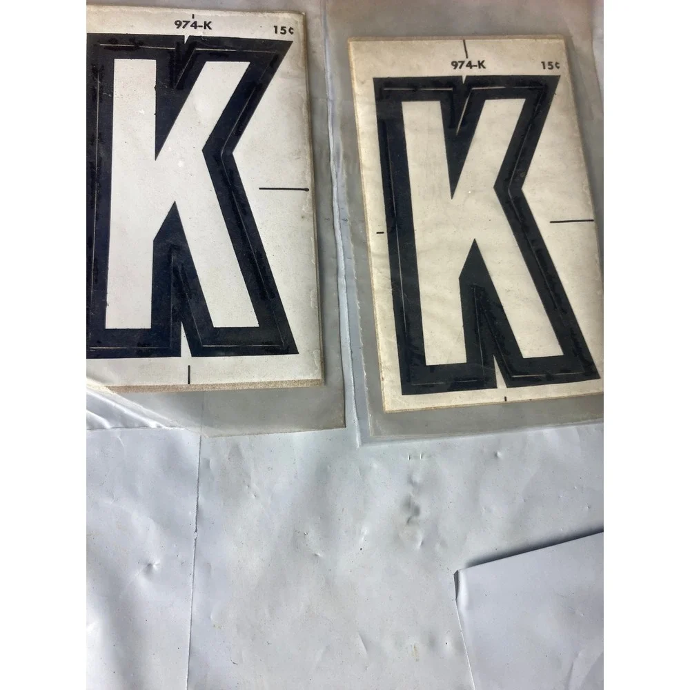 Vintage Meyercord Kwik-Space Letter K Black Self Stick NOS 974-K Sign Decal 2pc